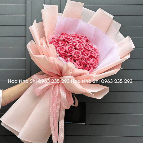 Bó Hoa Sáp Thơm - Tone Hồng Dâu - 34