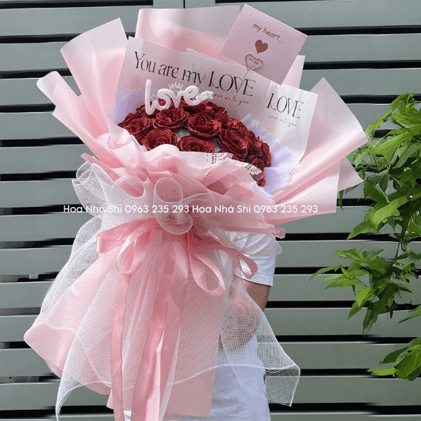 Bó Hoa Nhũ Kim Tuyến - Tone Đỏ - 50 Lifestyle