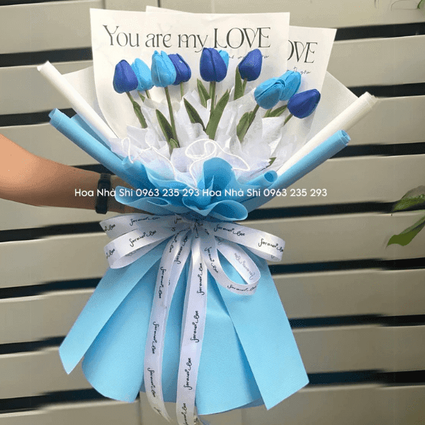 Bó Hoa Tulip Sáp - Tone Xanh Dương - 51