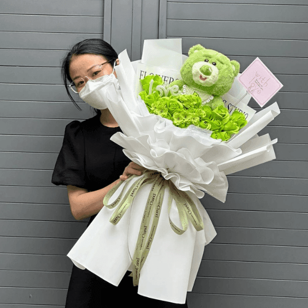 Bó Hoa Gấu Bông - Tone Xanh Lá - 123