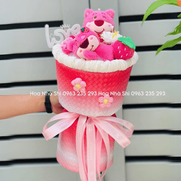 Bó Hoa Gấu Bông - Gấu Dâu 2 Con - 82