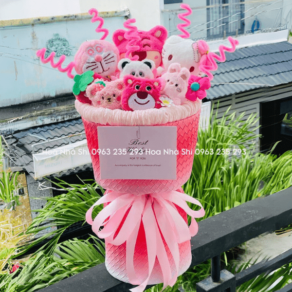 Bó Hoa Gấu Bông Mix - Tone Hồng - 90 Lifestyle