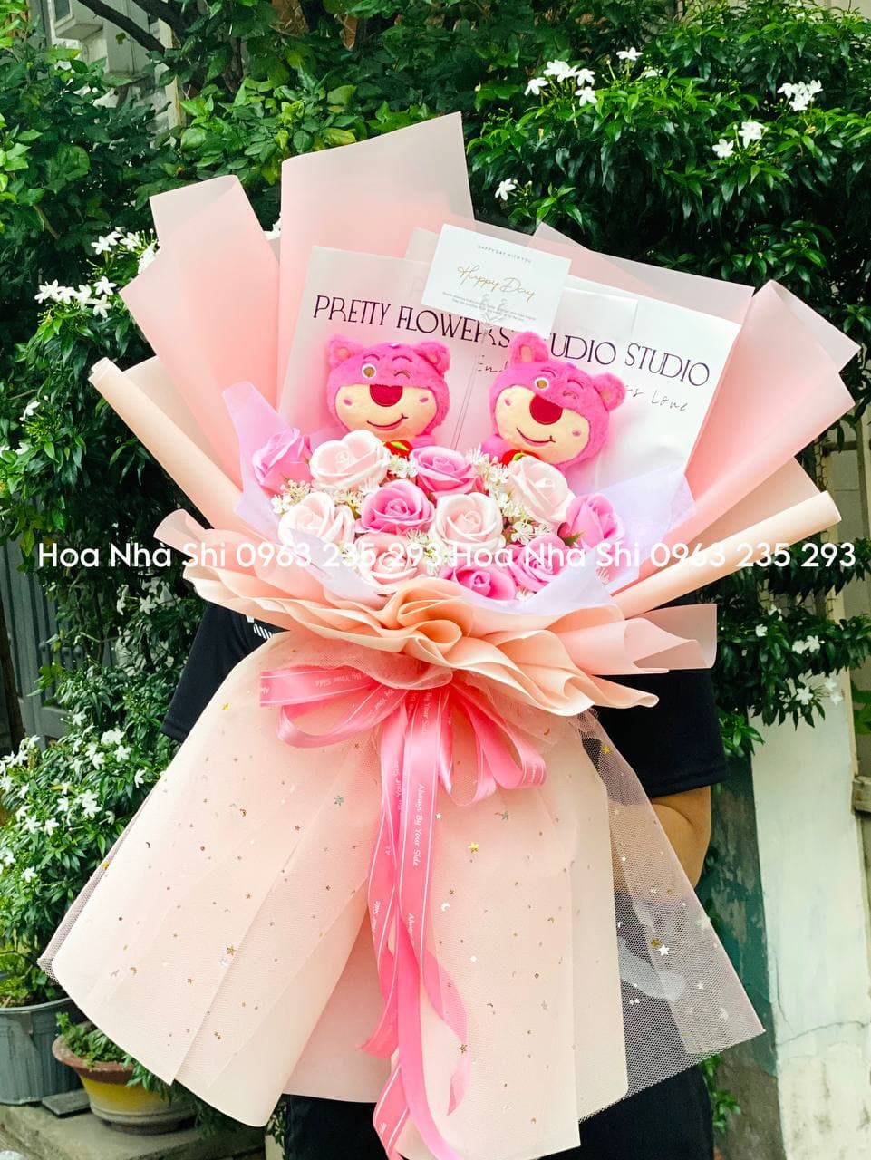 Bó Hoa Sáp Thơm Mix Gấu Dâu - 288