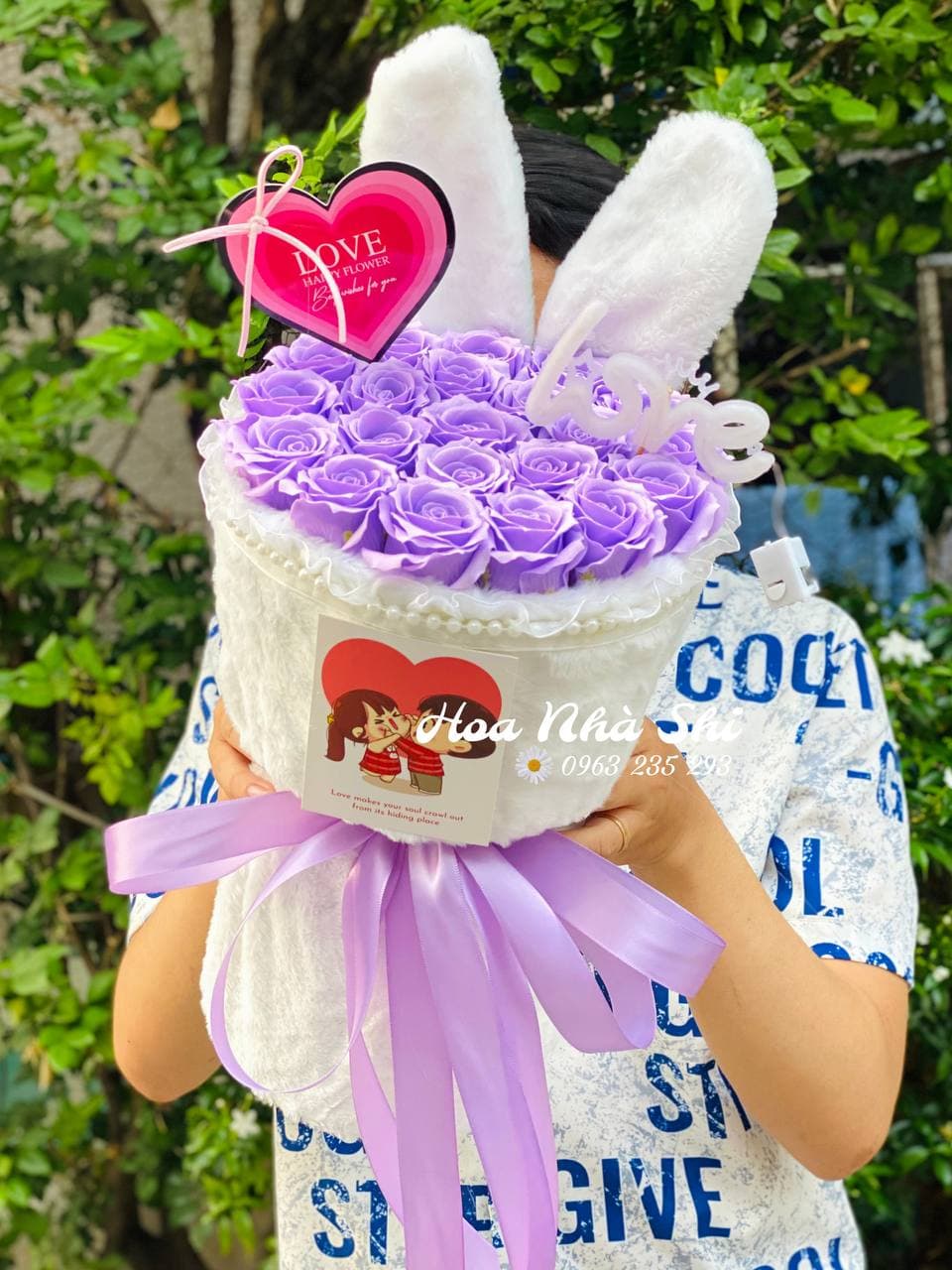 Bó Hoa Sáp Thơm Tai Thỏ Tím - 422
