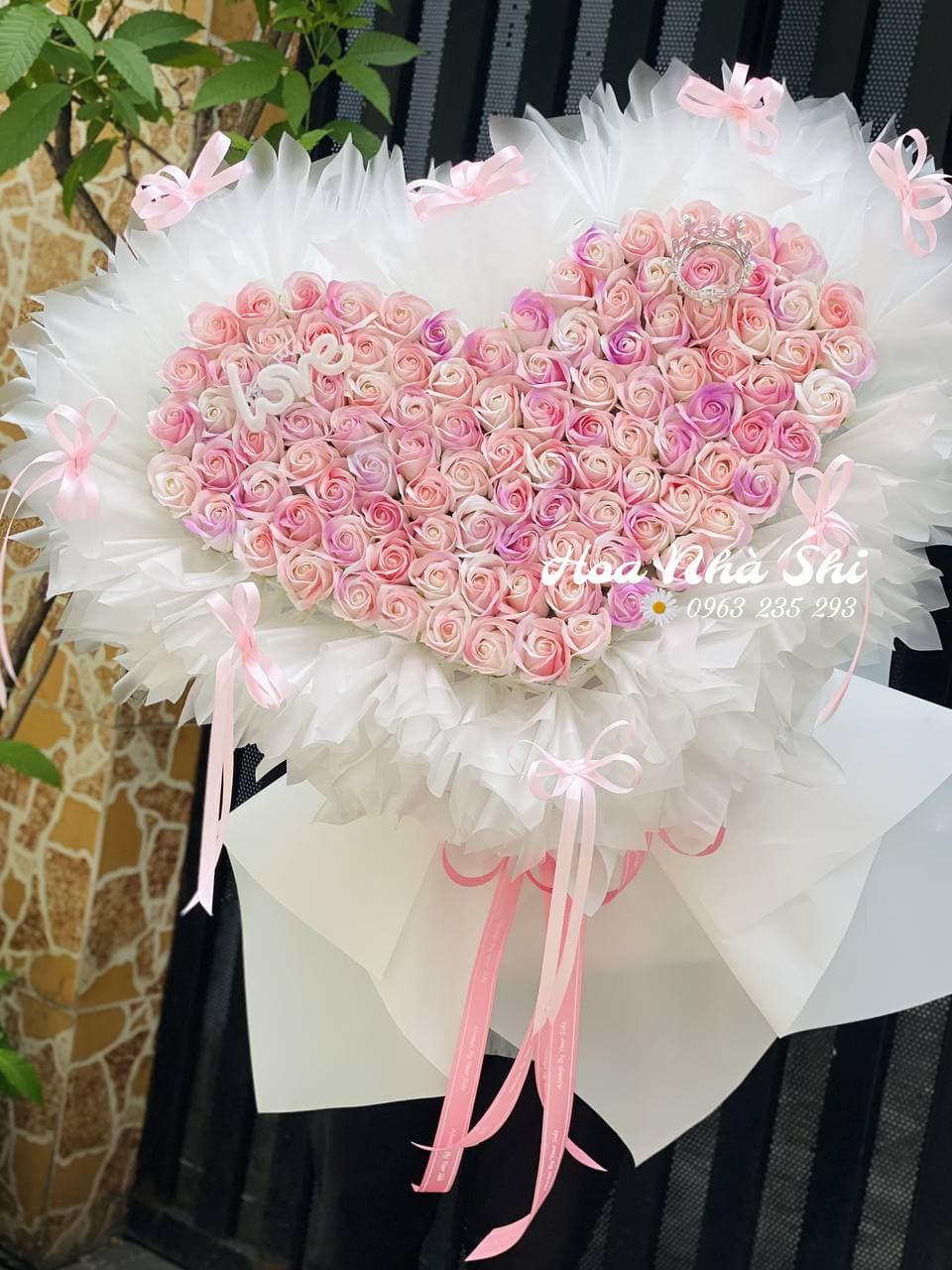 Bó Hoa Sáp Thơm Trái Tim - Hồng - 433